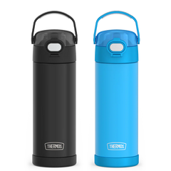 16oz FUNtainer® Water Bottles with Locking Lids Black & Blue Bundle