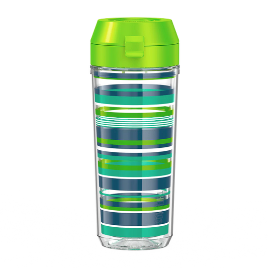 18oz Double Wall Water Bottle Navy Stripes
