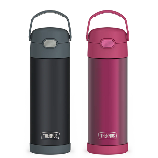 16oz FUNtainer® Water Bottles Translucent Charcoal & Rosewood Bundle