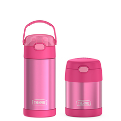12oz FUNtainer® Water Bottle & 10oz Food Jar Bundle - Pink