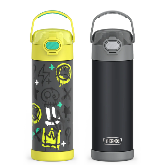 16oz FUNtainer® Water Bottles with Locking Lids Charcoal & Graffiti Bundle