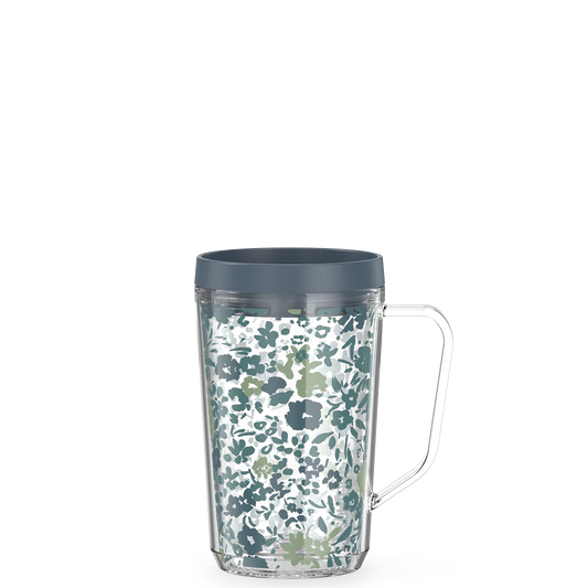 16oz Double Wall Desk Mug Blue Floral