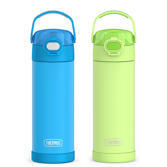 16oz FUNtainer® Water Bottles with Locking Lids Electric Blue & Neon Lime Bundle