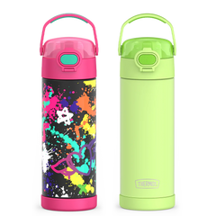 16oz FUNtainer® Water Bottles with Locking Lids Neon Lime & Graffiti Bundle