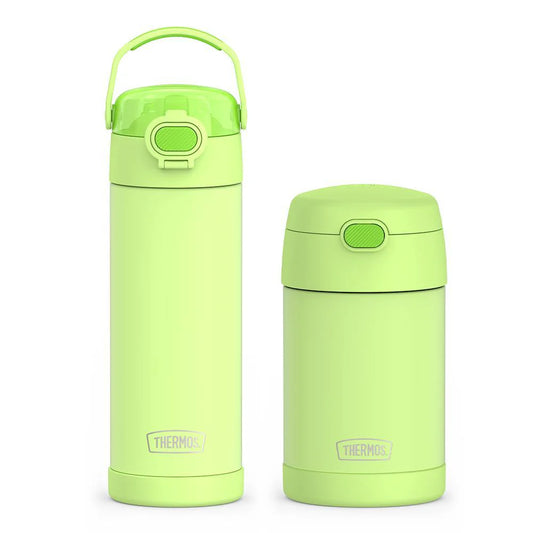 16oz FUNtainer® Water Bottle with Locking Lid & Food Jar Bundle - Neon Lime
