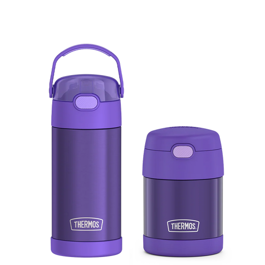 12oz FUNtainer® Water Bottle & 10oz Food Jar Bundle - Purple