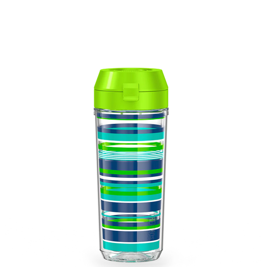 18oz Double Wall Water Bottle Navy Stripes