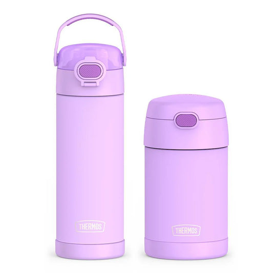 16oz FUNtainer® Water Bottle with Locking Lid & Food Jar Bundle - Neon Purple